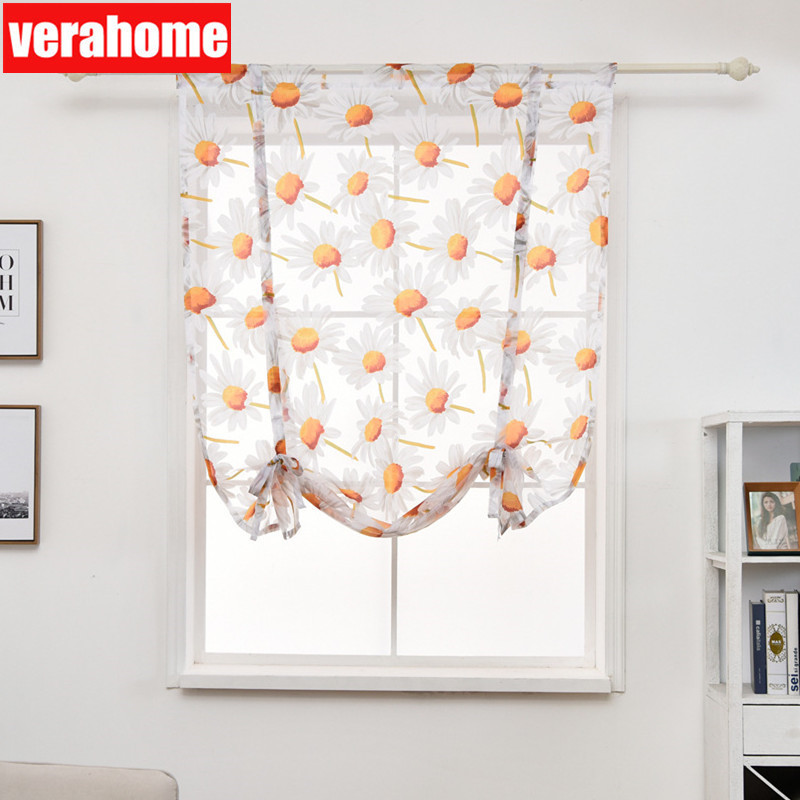 

Sunflower Roman curtains for short kitchen curtains sheer fabric panel Treatments window floral, As pic