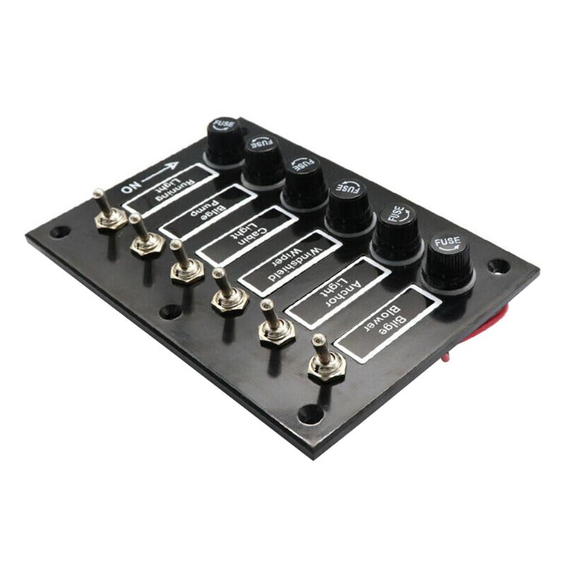 

Marine Boat Styling DC12V 24V Circuit Protection Truck 6 Gang On Off Car Accessories Auto Toggle Switch Panel Caravan With Fuses