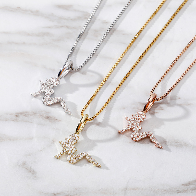

Hot selling beauty zircon pendant cross-border new female hip hop necklace jewelry factory direct sales