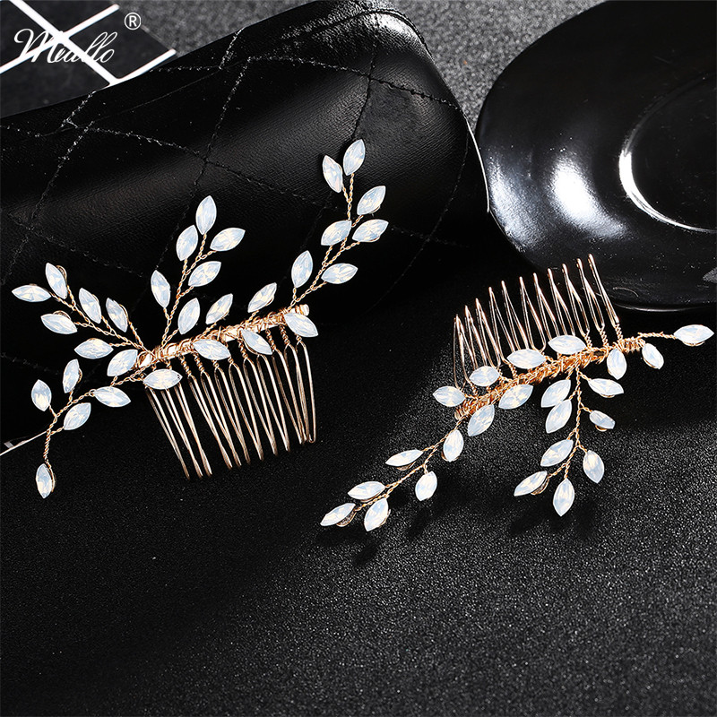 

Miallo Fashion A Pair Jelly Color Austrian Crystal Hair Combs Wedding Hair Clips for Bride Handmade Jewelry Women Headdress