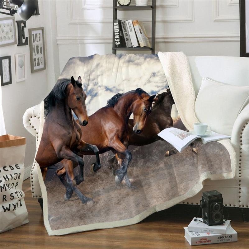 

Blankets Running Horse 3D Printed Fleece Blanket For Beds Thick Quilt Fashion Bedspread Sherpa Throw Adults Kids 04