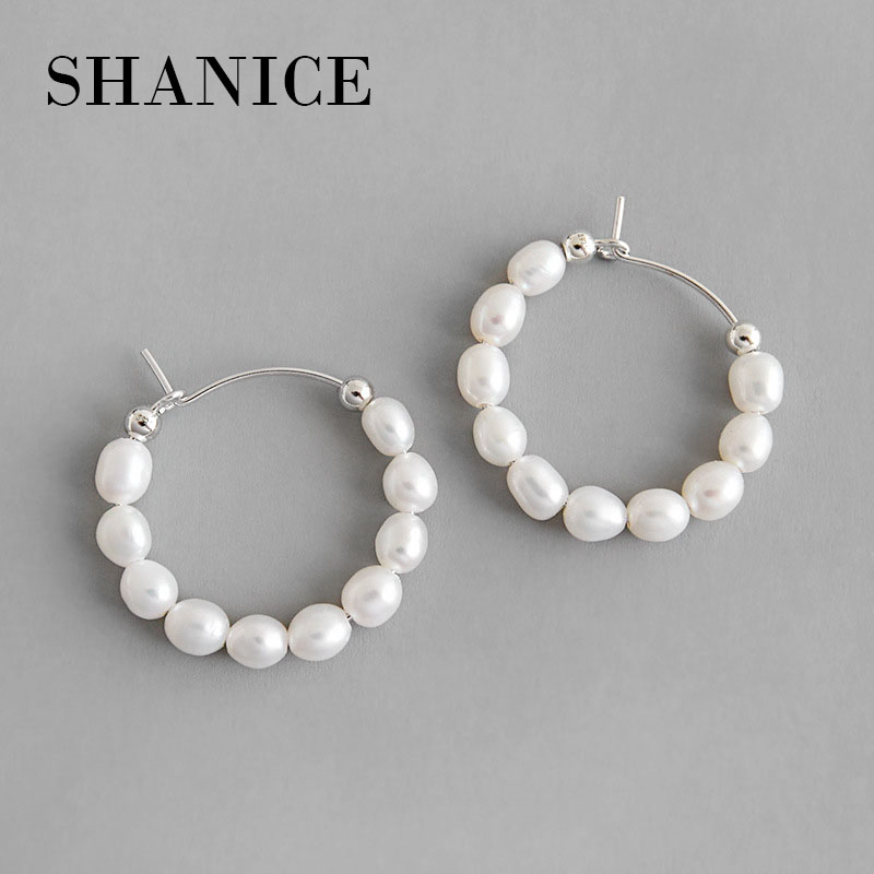 

Hoop & Huggie SHANICE INS Round 925 Sterling Silver Geometric Rice Beads Freshwater Pearl Earring Dropship Suppliers Fine Jewelry