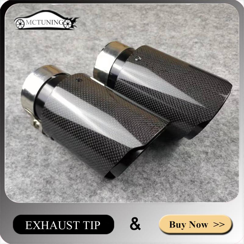 

One piece Universal Glossy black Carbon fiber + 304 Stainless steel Exhaust system parts Muffler and tailpipe