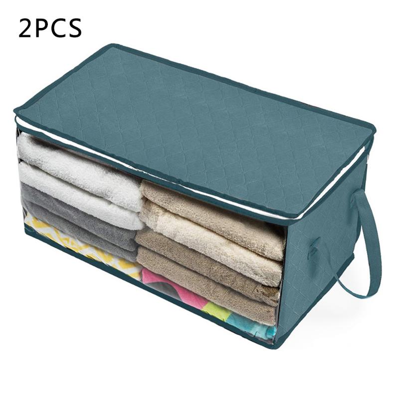 

Storage Bags 2pcs Foldable Bag Dust-Moisture-Proof Wardrobe Blanket Quilt Clothes Home Organizer
