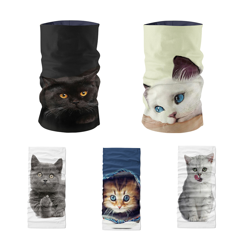 

Novelty Design 3D Printed Women Headscarf Funny Animal Cat Face Bandana Cycling Sports Tubular Mask Headdress Handkerchief buffe