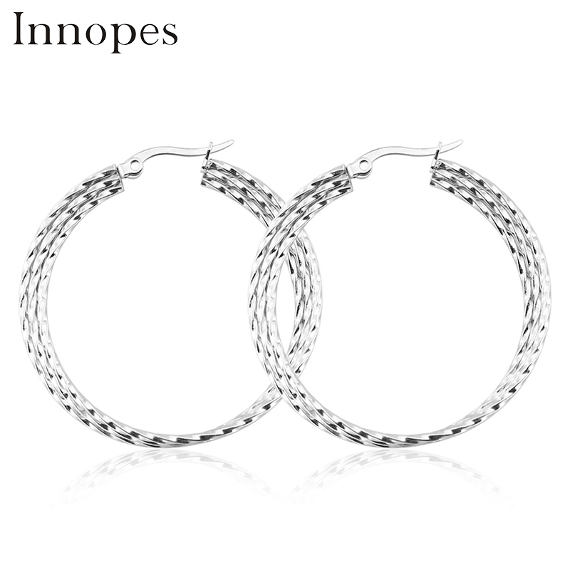 

Hoop & Huggie Innopes Ropes Big Circles Punk Gold Earrings Twisted For Women Fashion Jewelry Trendy Gift