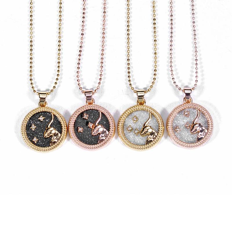 

12 Constellations Necklaces Charm Elegant Star Zodiac Sign Coins Couple Lovers Birthday Gifts Black White Resin Choker Necklaces