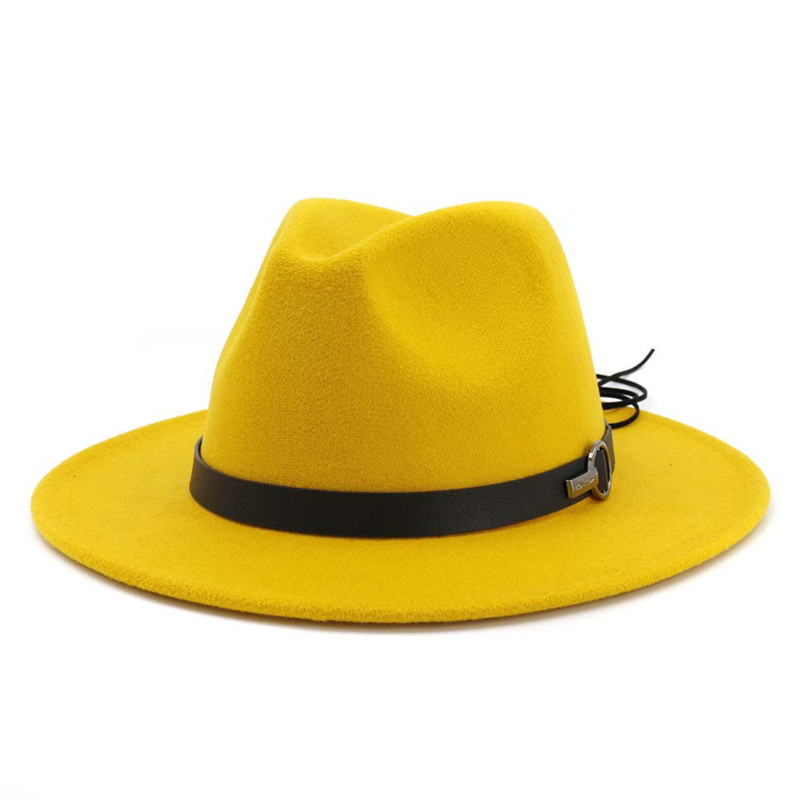 

Women Wide Brim Wool Felt Jazz Fedora Hats Panama Style Ladies Trilby Gambler Hat Fashion Party Cowboy Sunshade Cap, Black