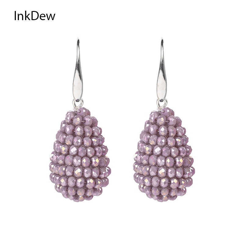 

INKDEW Long Drop Earrings Beaded Multicolor Handmade Threading Crystal Big Earrings for Women Gift oorbellen Jewelry boho
