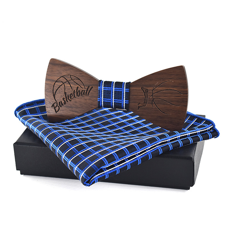 

Linbaiway Men's Wooden Bowties Set for Man Handkercheif Bow Ties Set for Suit Wedding Butterfly Cravat Wooden Ties Handkerchief