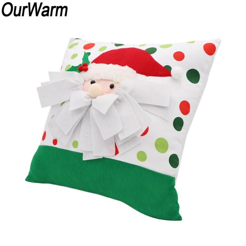 

OurWarm 45*45cm 3D Santa Claus Pillows Cover Cartoon Pillow Cover New Year 2020 Christmas Gift Christmas Throw Pillow Case, Black