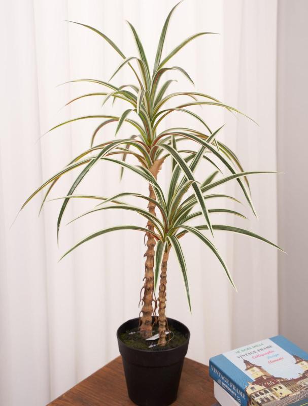 

48cm70cm Artificial Palm Tree Potted Plastic Plants Bonsai Desktop Tropical Plants Decor Hotel Office Living Room Home Decor, 48cm with basin
