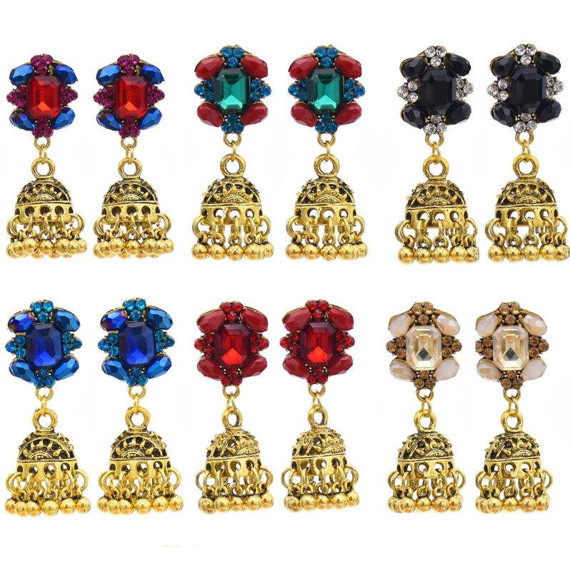 

Gypsy Jewelry Retro Ethnic Jhumka Colorful Bells Beads Drop Tassel Earrings for Women Bohemian Jewelry Party Gift