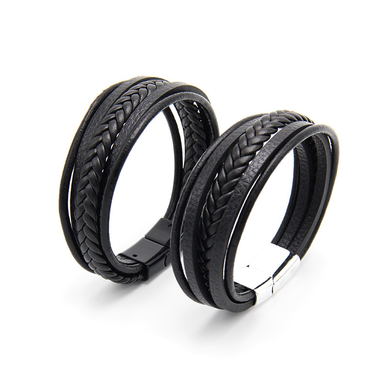 

Manual Braided Multi-layer Men Leather Bracelet Creative National Style Simple Bracelet Retro Leather Handicraft Men's