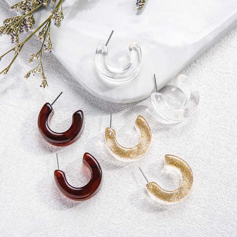 

Korean Geometry C Shape Resin Acetate Small Stud Earrings Women Sweet Transparent Simple Charms Girls Party Jewelry 2020 Brincos