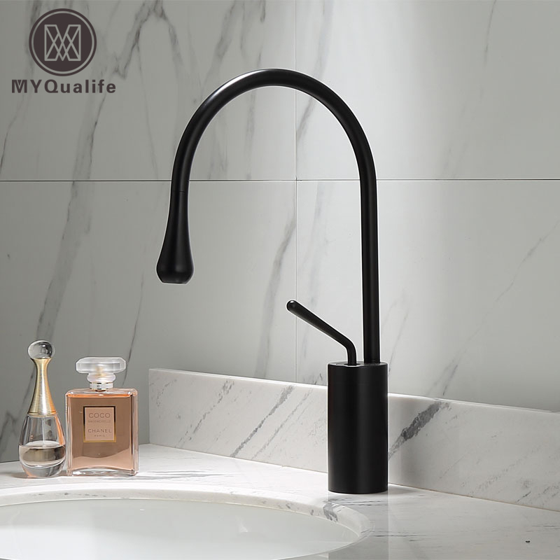 

Luxurious Brushed Gold and Matte Black Bathroom Basin Faucet Brass Deck Mounted White Mixer Taps Short Hot and Cold Mixer Tap