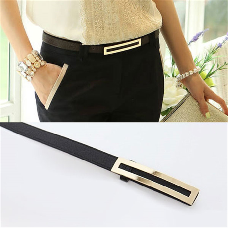 

Luxury Metal Buckle Thin belt classic wild female minimalist thin belt Straps Waistband Cummerbund For Apparel Accessories, As pic