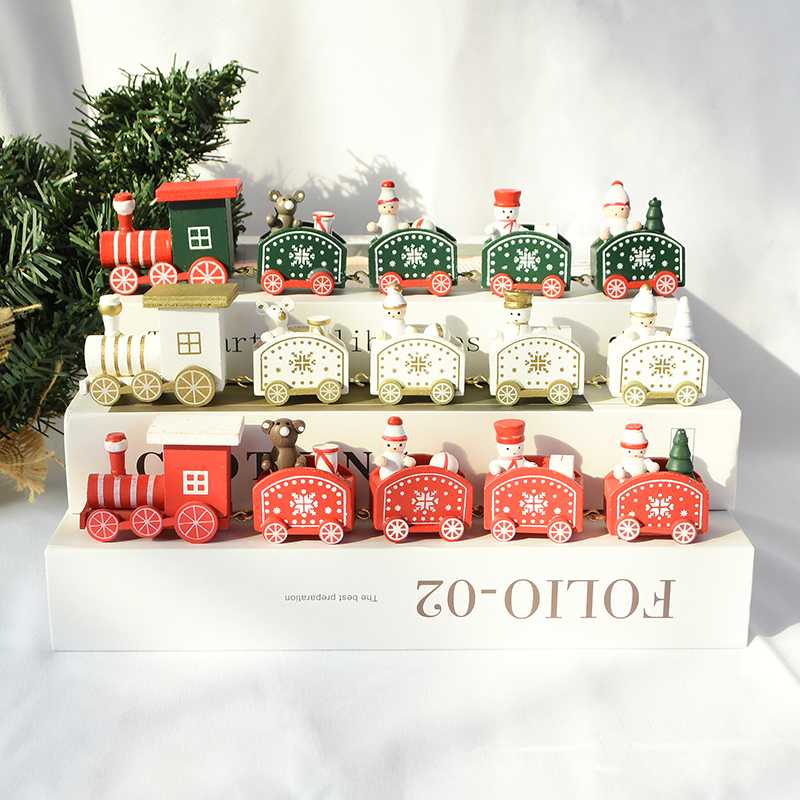 

5 Knots Wooden Christmas Train Xmas Wood Ornaments for Home Decor Christmas Decoration Party Supplies Navidad New Year Gift Box