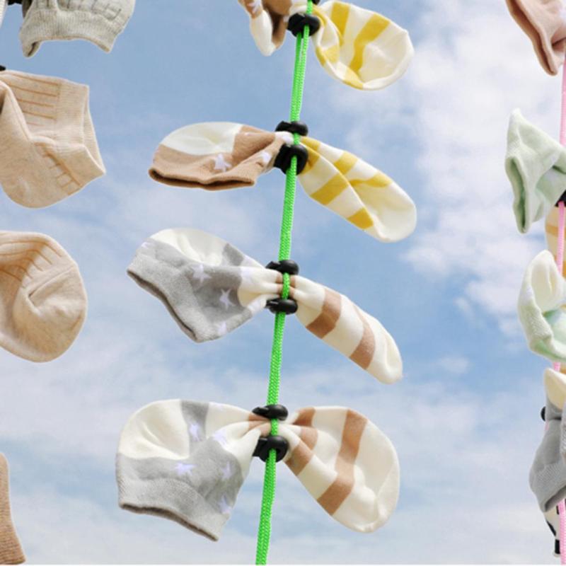 

68cm Socks Textile Hanging Rope Non-slip Adjustable Clothesline Hook Drying Organizer Household Storage Accessories, White