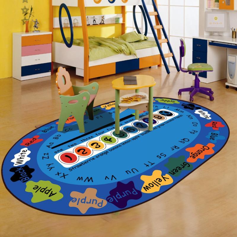 

Carpets Kids Play Mat Blue Oval Carpet With Cartoon Number And Rugs For Living Room Large