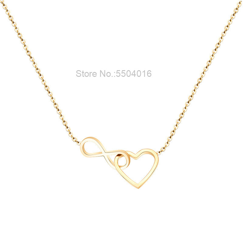 

Stainless Steel Heart Pendant Necklace Infinity Forever Love Eight Choker fastness Necklaces For Women Girlfriend Gifts Jewelry