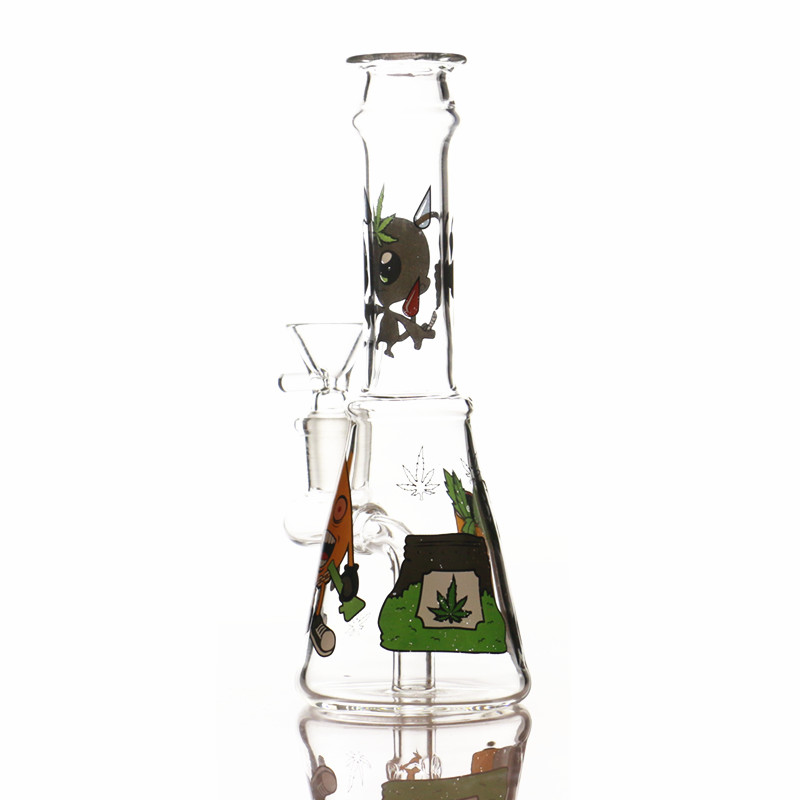 

Hookahs Cartoon printing bongs mini beaker bong portable oil dab rigs Thick Heady Glass