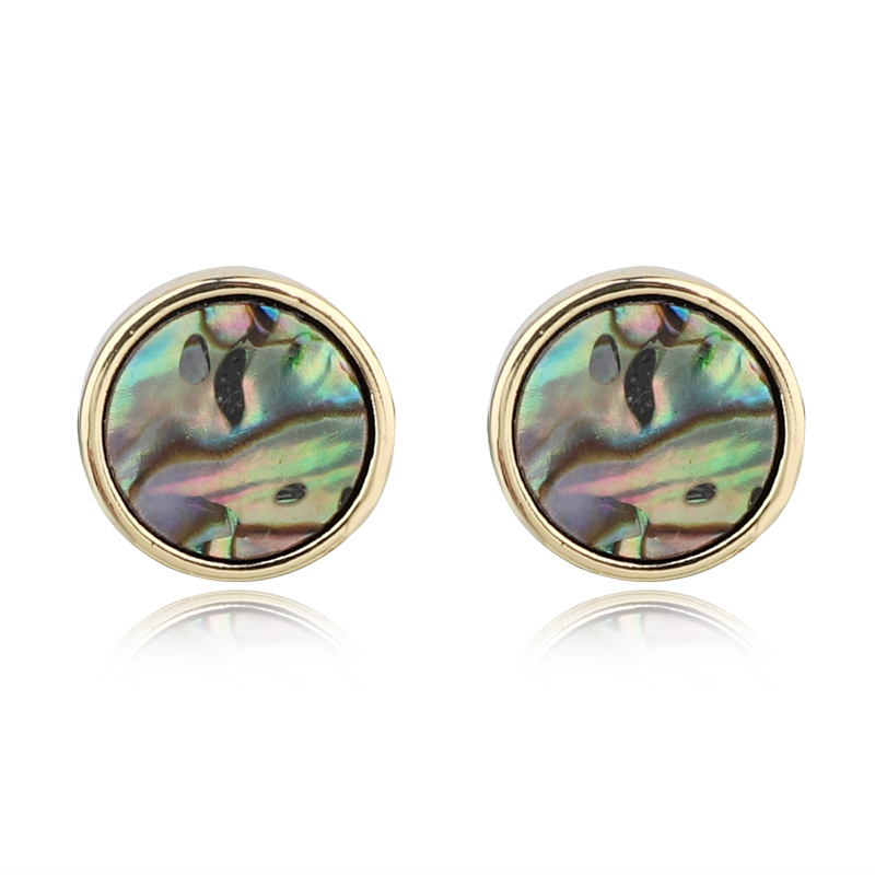 

Stud 1Pair Vintage Simple Abalone Shell Resin Earrings For Women Unique Handmade Round Geometric Small Ear Jewelry Gift