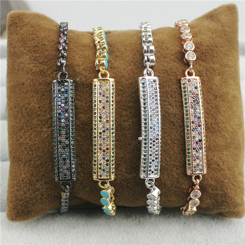 

asjustable 10pcs/lot fashion cz charm bracelet rectangle,connector, cz charm bracelet connector