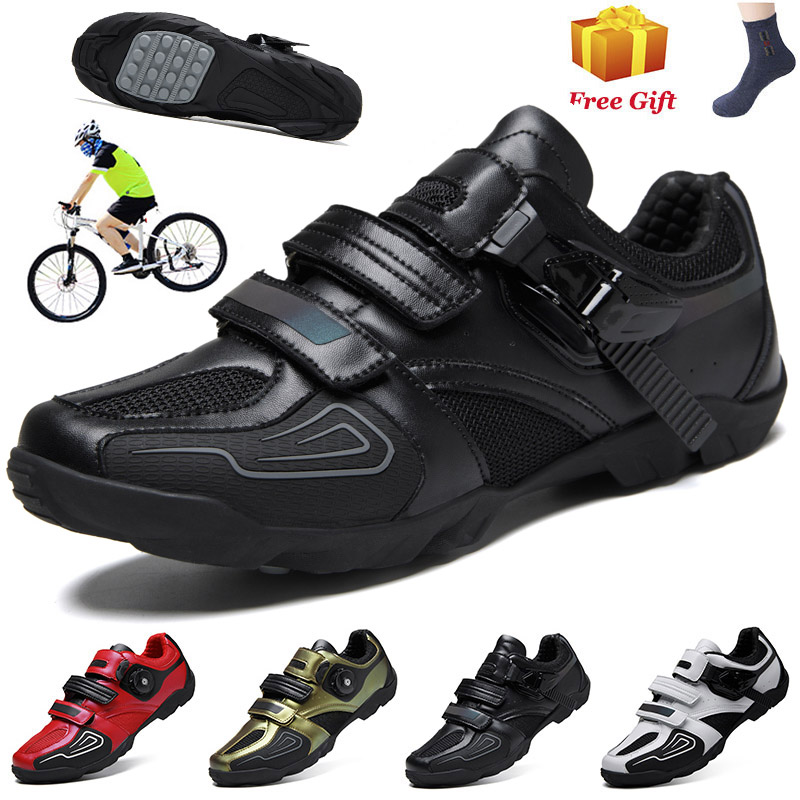 

Genuine Leather Cycing Shoes SPD Cleat Road Bike Shoes Men zapatillas ciclismo mtb Breathable Ultralight Racing Bicycle Sneakers, Red