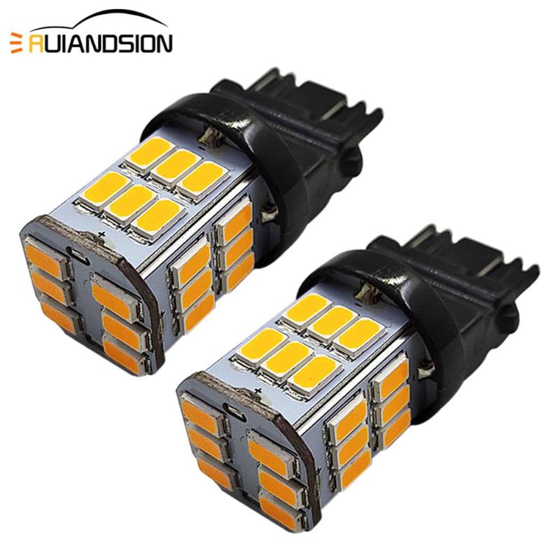 

2 pcs 5630 30smd 3157 T25 Car taillight LED bulb Motor reversing brake turn signal lamp 10-30V 12V Yellow amber, As pic