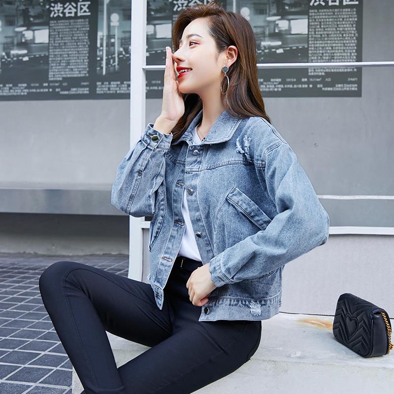 

2020 Women' Denim Jacket Spring And Autumn Women' Clothing New Short Loose Student Wild Harajuku Style Top Female Denim Coat, Blue