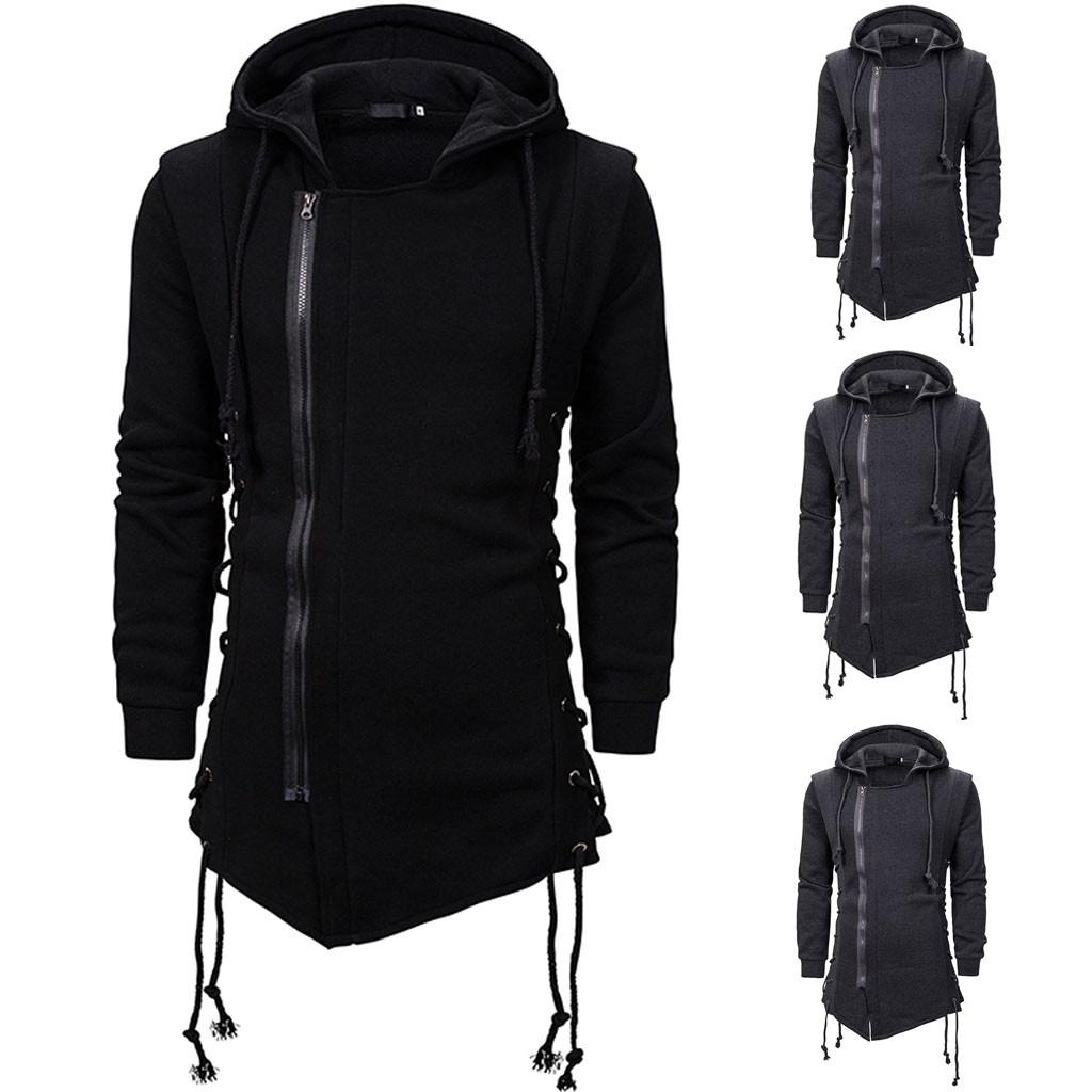 

Men's Autumn And Winter Trend Solid Color Dark Long Hooded Loose Sweatshirt Coats Poleron Hombre Sudaderas Hombre