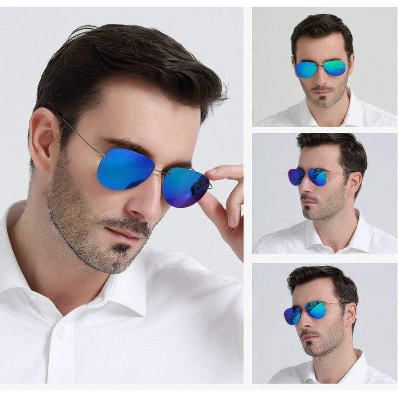 

Pure Titanium Sunglasses Men Polarized Sun Glasses For Male Driving Polarizing Goggles Rimless Mens Sunglass FML