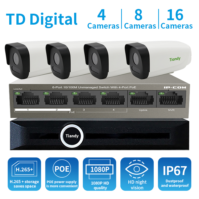 

FSD 2MP H.265 4CH Surveillance System CCTV Network Camera POE NVR Kit Onvif Security Camera System Water Resisitance