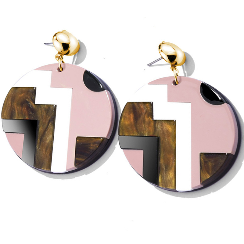 

2020 New Fashion Boho Bohemian Women exaggerated large Circular multiple Spelling pattern drop acetic acid plate earrings