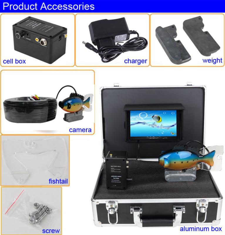 

5mm cable night-vision-LED IP68 waterproof 7inch TFT color monitor underwater fishing camera/monitor system waterproof SY801