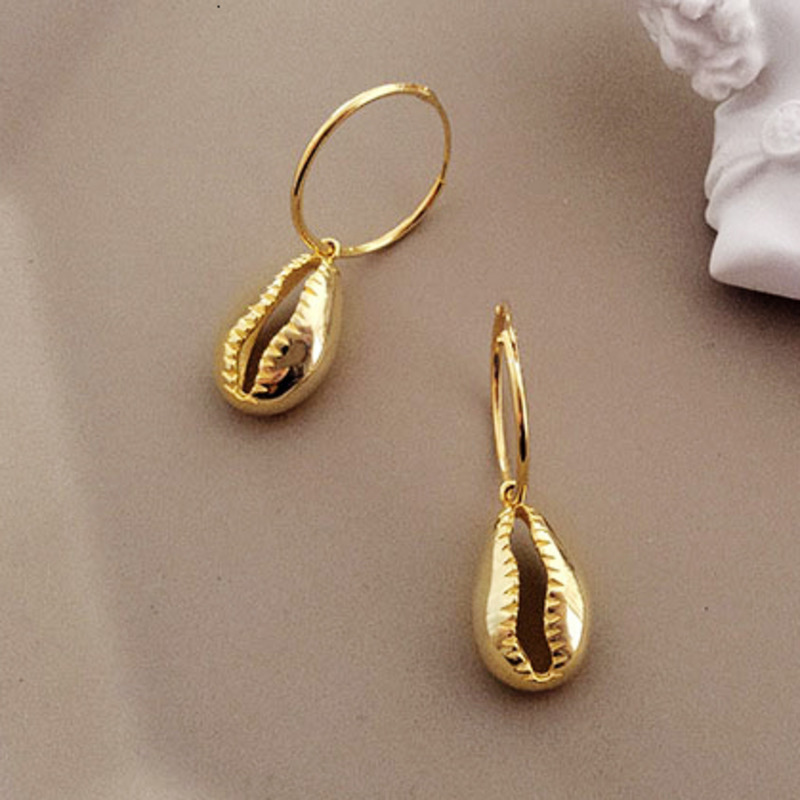

Shell Design Drop Earings 925 Sterling Silver Earring For Women Gold Vintage Jewelry Aros De Plata De Ley 925 Mujer Pendientes