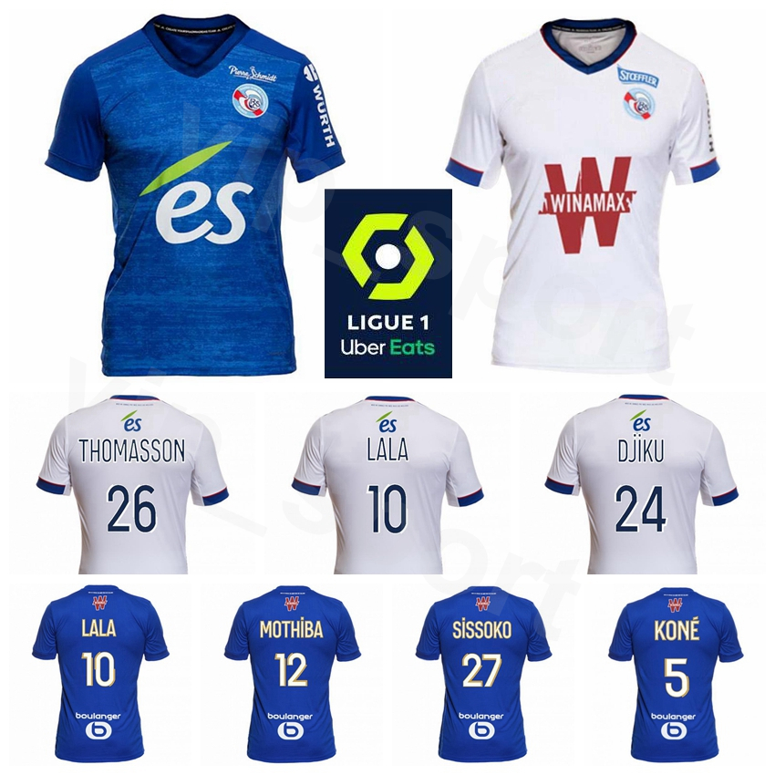 

20 21 Soccer RC Strasbourg Alsace 25 Ludovic Ajorque Jersey 12 Lebo Mothiba 11 Dimitri Lienard 26 Adrien Thomasson Football Shirt Kits, Black;yellow