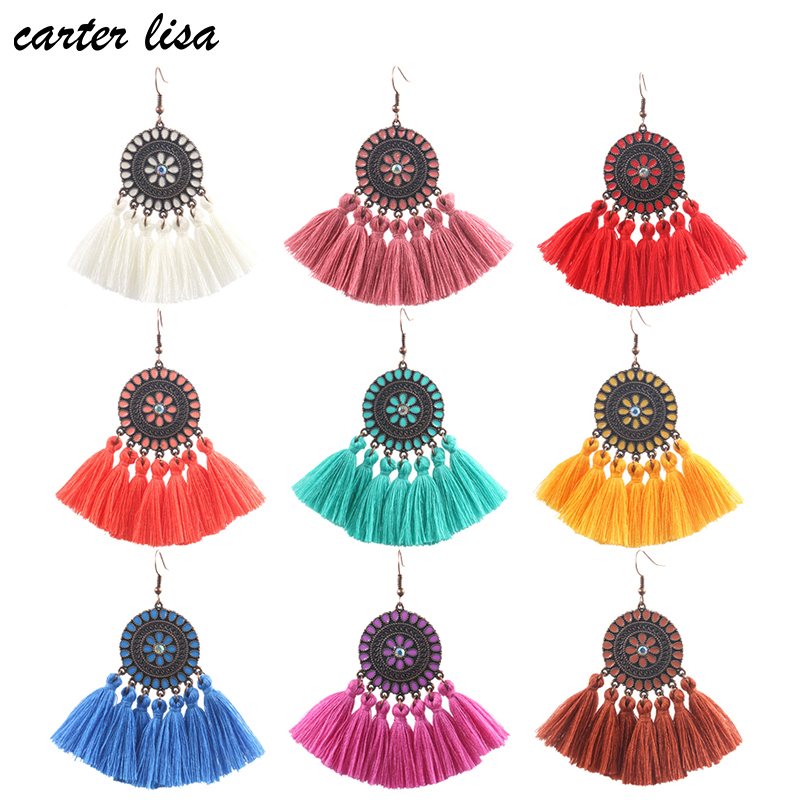 

LISA Fashion Tassel Drop Earrings for Women Bohemian Metal Dangle Earrings 2020 Brincos Female Vintage Ear Jewelry Gifts