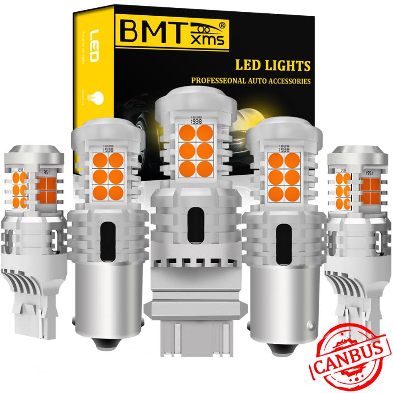 

BMTxms No Hyper Flash LED Turn Signal Lights P21W PY21W BA15S BAU15S W21W 7440 1156 7507 Canbus No Error Amber Car Lighting, As pic