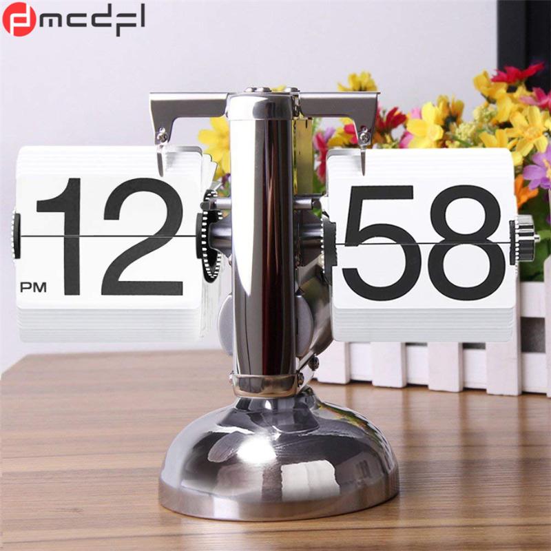 

Novelty Table Watch Clock Retro Vintage Auto Flip Down Internal Gear Operated Single Scale Stand Clocks Best Gifts