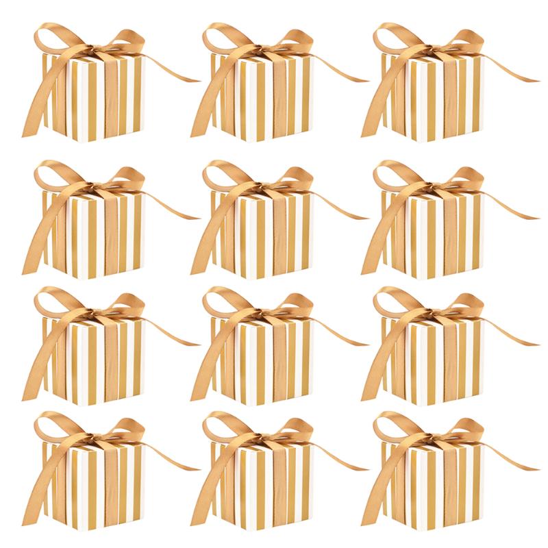 

1 Set 25pcs Square Reusable Golden Practical Convenient Paper Box Candy Box Storage for Party Wedding
