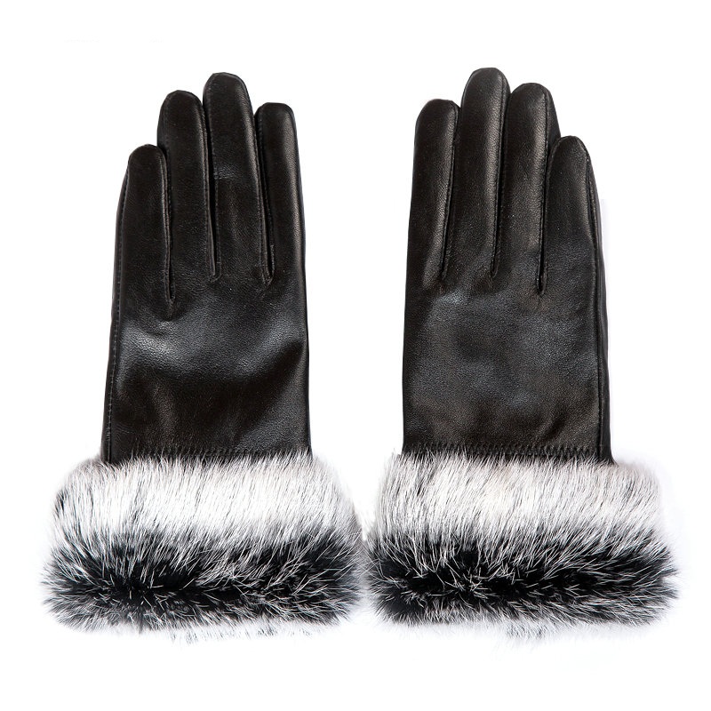 

Winter giving birthday gift women's fur sheepskin genuine leather gloves fur one piece finger gloves