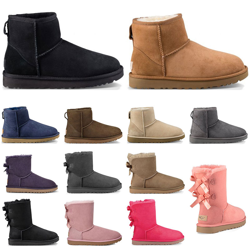 

Hotsale Designer Women Classic Snow Boots Ankle Short Bow Fur Boot for Winter Black Chestnut Fashion Women booties Size 36-41, 10