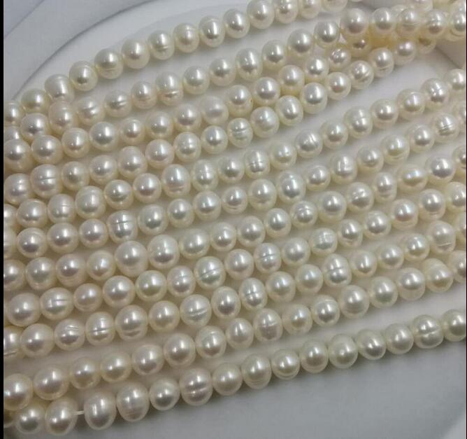 

wholesale 5pc genuine freshwater pearl strings 7-8mm loose beads necklace