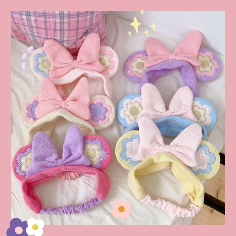

2020 New Cartoon Headbands Elasticity Makeup Women Bow Wash Face Hairbands Cute Girls Headwear Hair Accessories