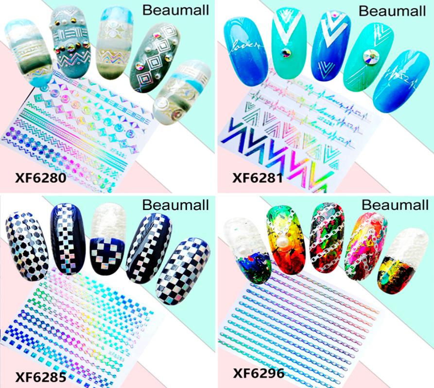

New Fashion Laser Shell Colorful Nail Decals Back Glue Nail Stickers For Tips Beauty DIY, 6296