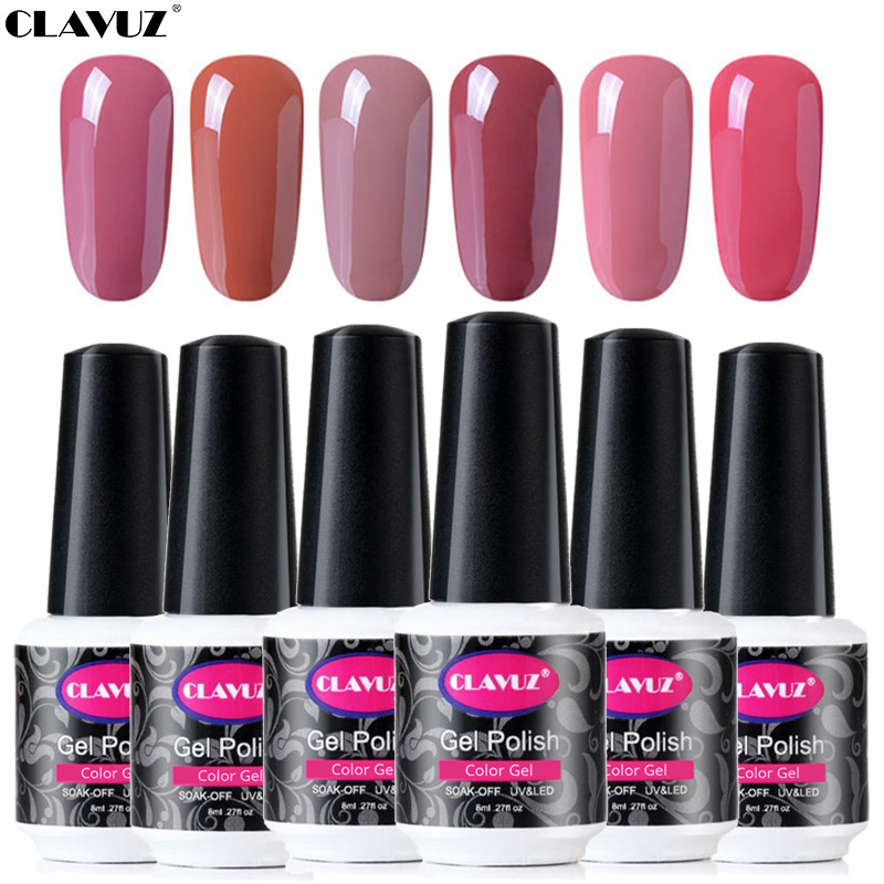 

CLAVUZ 24 Colors Nude Series Nail Gel Polish UV LED Long Lasting Semi Permanent Primer ink Gel Polish Varnish 8ml, 015