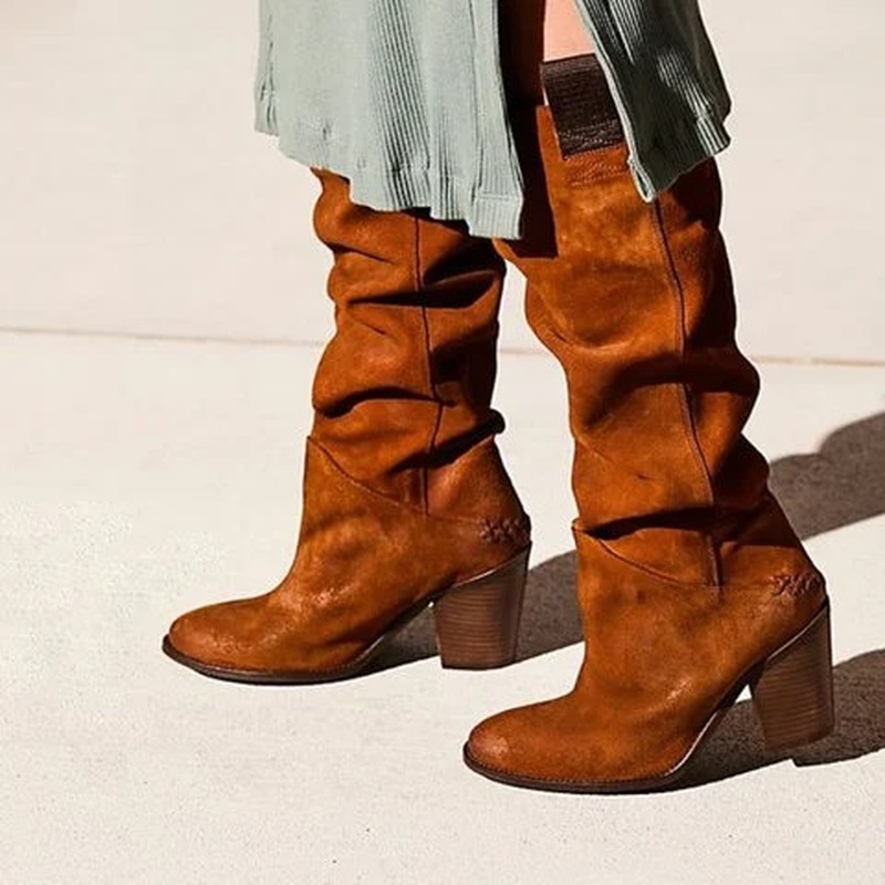 

women knee high boots high heel shoes woman vintage PU leather slip on gladiator shoe chaussures femme zapatos mujer sapatoD2162, Beige