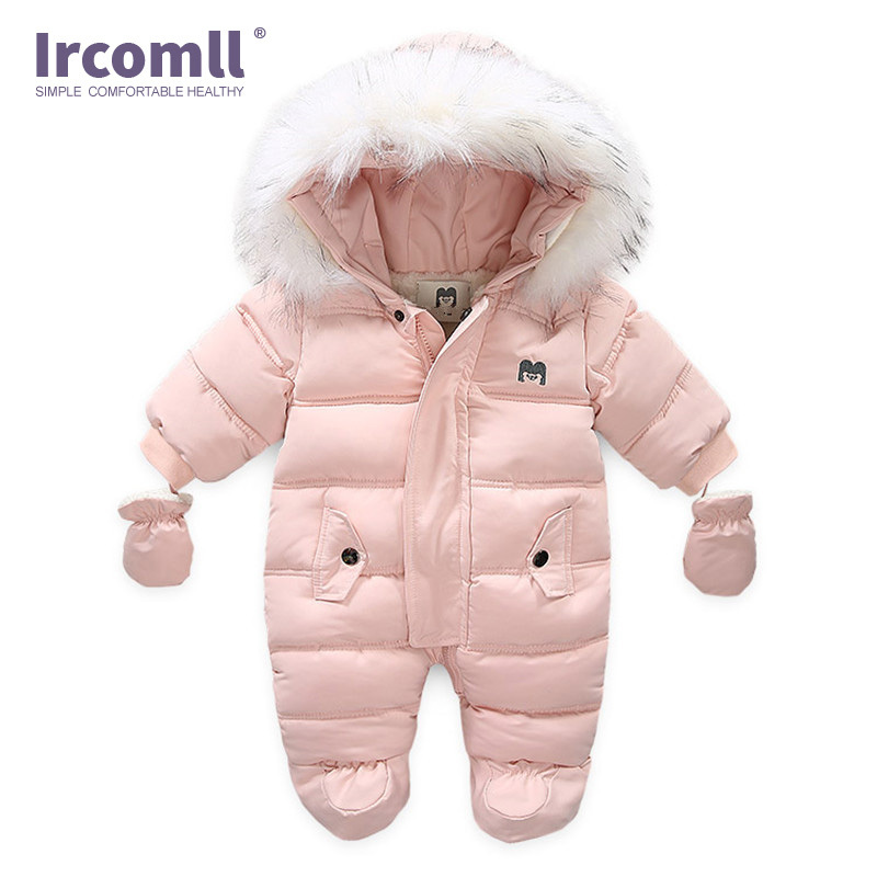 

Ircomll Thick Warm Infant Baby Jumpsuit Hooded Inside Fleece Boy Girl Winter Autumn Overalls Children Outerwear Kids Snowsuit T200325, Blue